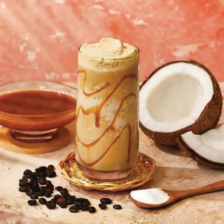 Espresso, cream, salted caramel, and coconut syrup blended to perfection with caramel drizzle on the cup. Salted Caramel Coco Freddo one of 3 drinks of the Coffee Culture Spring menu